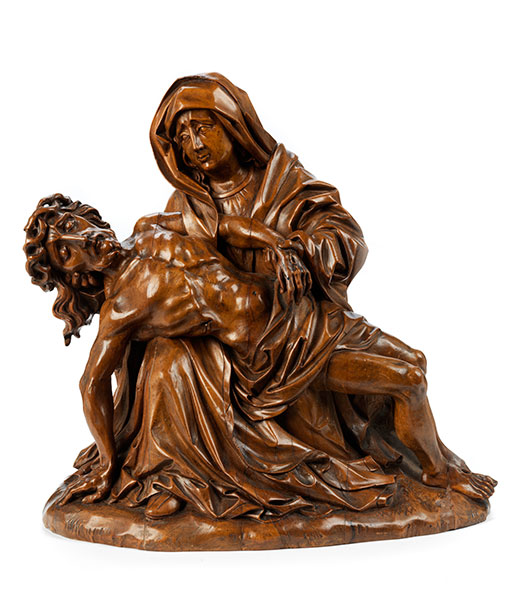 Pietà Höhe: 32,2 cm. Südliche Niederlande, um 1510/ 20. Eichenholz, geschnitzt, patiniert. Auf einer - Image 2 of 3