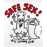 Keith Haring, 1958 Reading/ Pennsylvania "" 1990 New York City SAFE SEX, 1987 Offsetdruck. Sichtmaß: