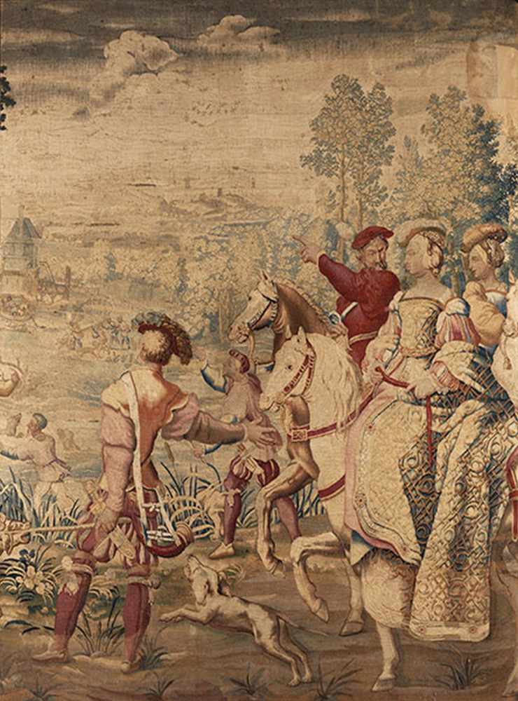 Tapisserie mit Treibjagd 230 x 168 cm. Brüssel, Mitte 17. Jahrhundert. Das fragmentarische - Bild 3 aus 3