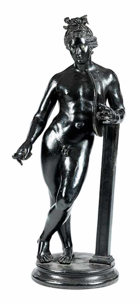 Große Figur des Musengottes Apollo Höhe: 82 cm. Italien, 19. Jahrhundert. Bronze, schwarz patiniert. - Image 3 of 3