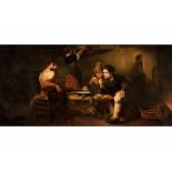 Niederländischer Maler des 19. Jahrhunderts im Stil des 17. Jahrhunderts SATYR BEIM BAUERN Öl auf