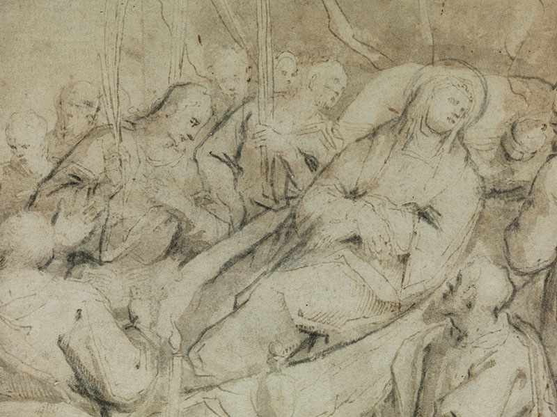 Giorgio Vasari, 1511 Arezzo "" 1574 Florenz, zug./ Kreis des DIE APOSTEL BEWEINEN DEN TOD MARIENS - Image 2 of 3