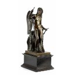 Der triumphierende Amor Höhe incl. Sockel: 54,5 cm. Bronze mit Rückwärtiger violetten