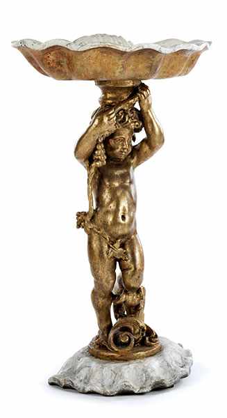 Barock-Brunnen Höhe: 100,5 cm. Italien, 18./ 19. Jahrhundert. Holz, geschnitzt, gefasst und