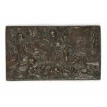 Bronzeplakette mit Reliefdarstellung der antiken Sage vom Liebespaar Pyramus und Thisbe in