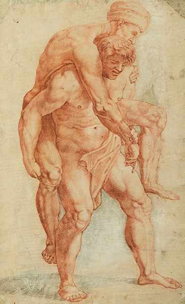 Italienischer Maler aus dem Kreis von Pontormo, 1494 "" 1556/57 AENEAS MIT SEINEM VATER ANCHISES AUF