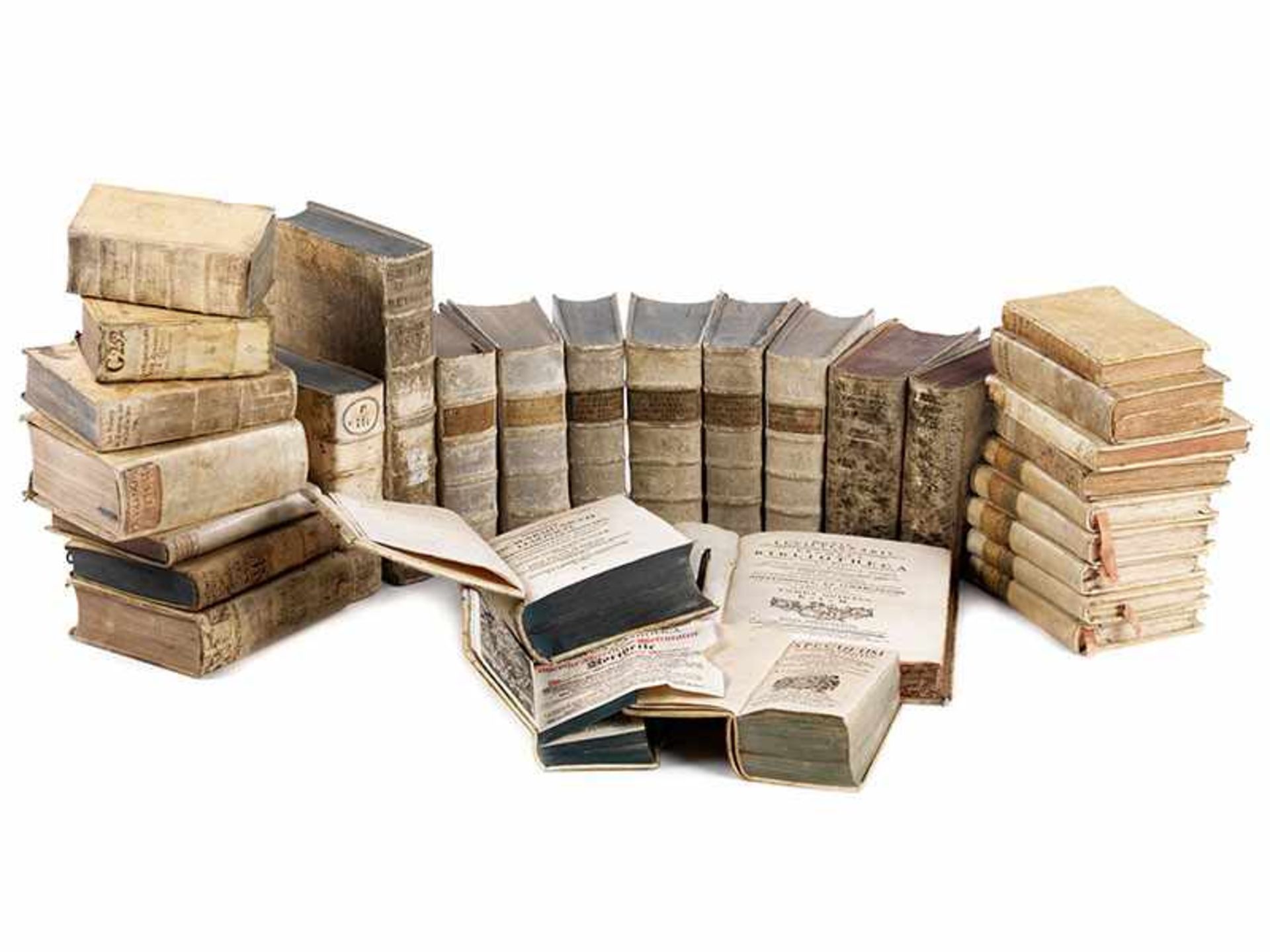 Konvolut von 30 Büchern des 17./ 18. Jahrhunderts Sämtlich in geprägtem Leder oder Pergament,