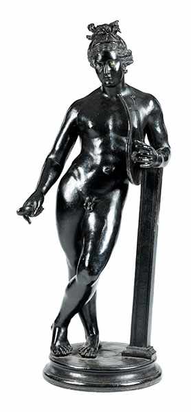 Große Figur des Musengottes Apollo Höhe: 82 cm. Italien, 19. Jahrhundert. Bronze, schwarz patiniert.