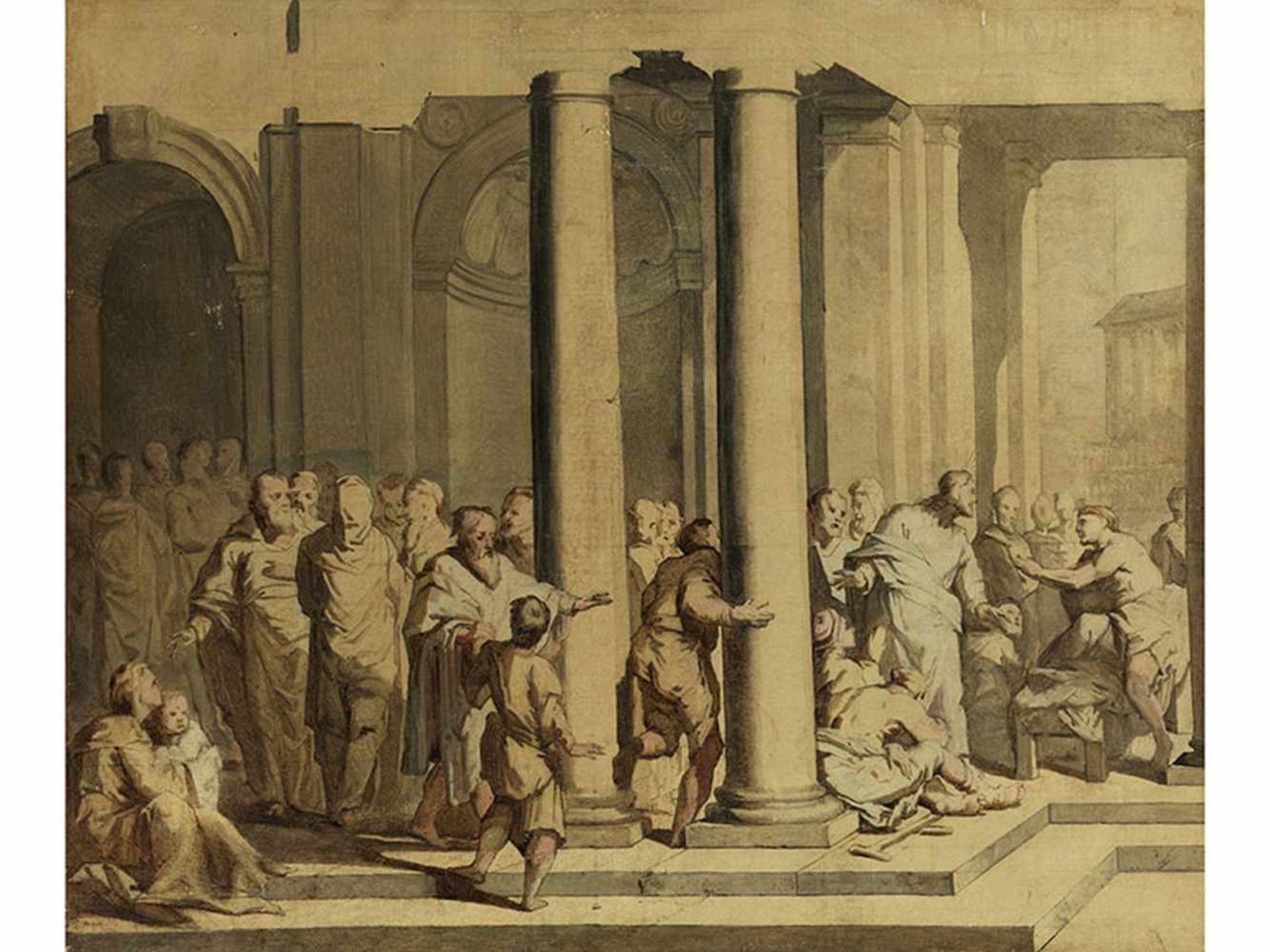 NoÃ«l Hallé, 1711 "" 1781 Paris CHRISTUS HEILT DIE KRANKEN Öl auf Leinwand. Doubliert. 50 x 59 cm. - Bild 3 aus 3