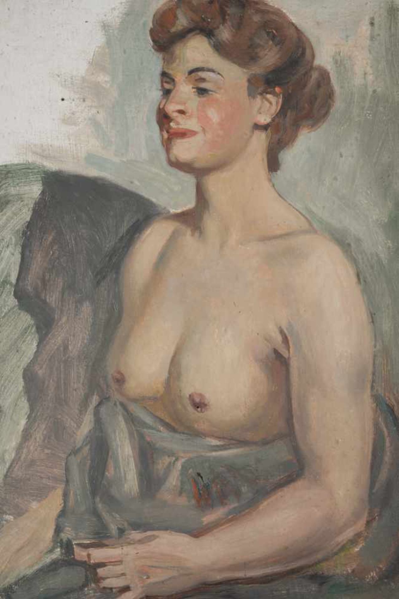 Weiblicher Halbakt. August Garbe (Niedersächsischer Kunstmaler, Akademie der bildenden Künste - Bild 7 aus 7