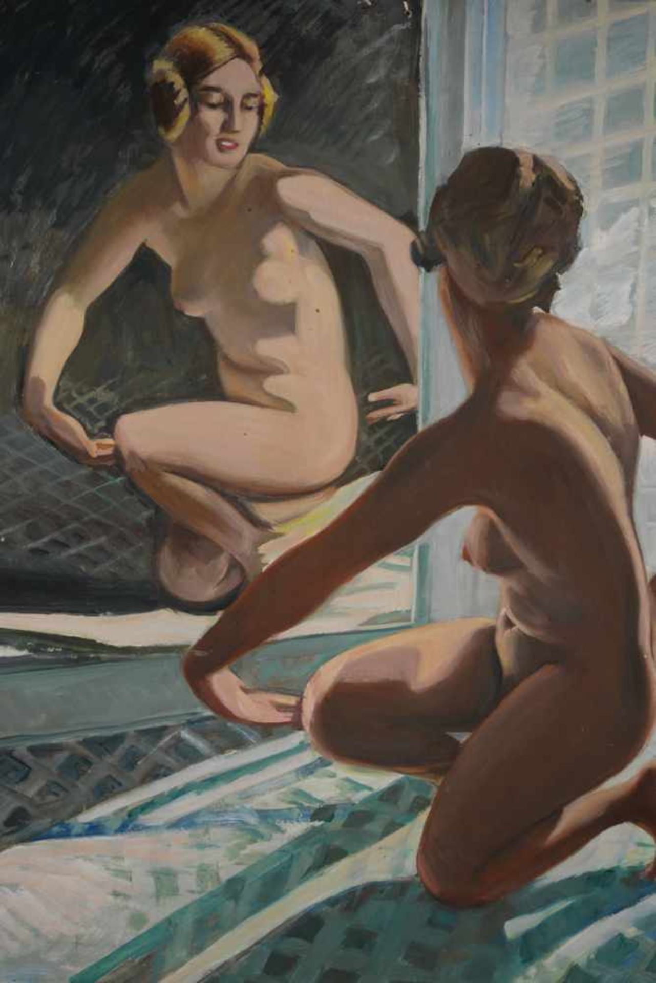 Weiblicher Akt vor dem Spiegel. August Garbe (Niedersächsischer Kunstmaler, Akademie der bildenden - Bild 2 aus 3