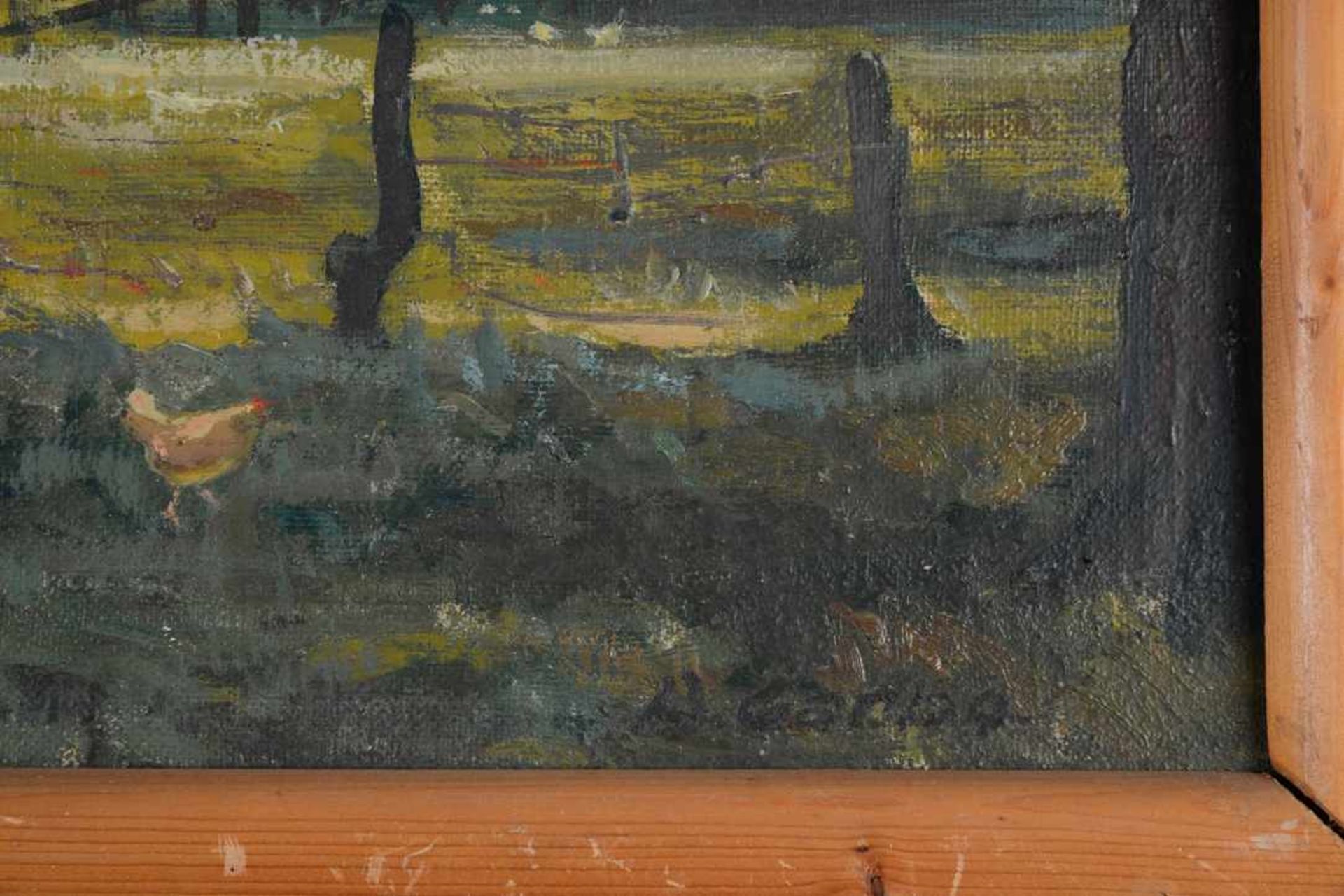 Gehöft, wohl bei Isernhagen, mit Hühnern. August Garbe (Niedersächsischer Kunstmaler, Akademie der - Bild 9 aus 11