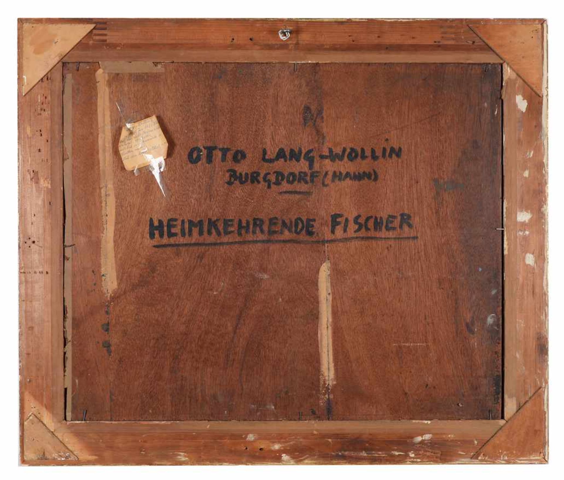 Heimkehrende Fischer. Otto -Lang-Wollin (1881 Kassel - 1958 Burgdorf) Öl auf Platte, unten rechts - Bild 3 aus 5