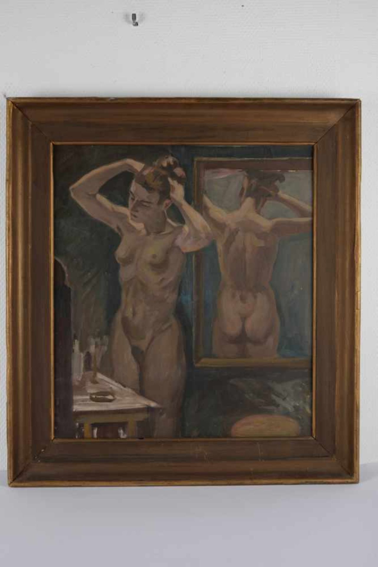 Weiblicher Akt vor dem Spiegel. August Garbe (Niedersächsischer Kunstmaler, Akademie der bildenden