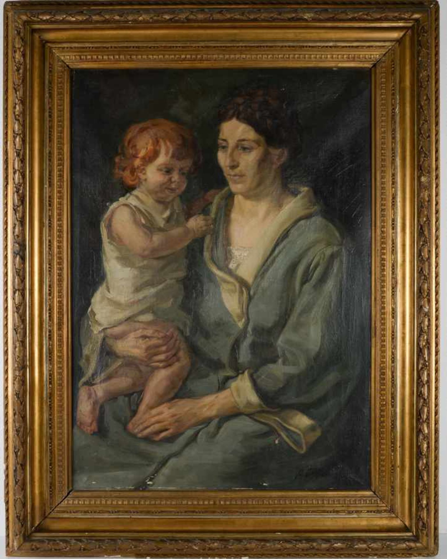 Mutter mit rothaarigem Mädchen. August Garbe (Niedersächsischer Kunstmaler, Akademie der bildenden