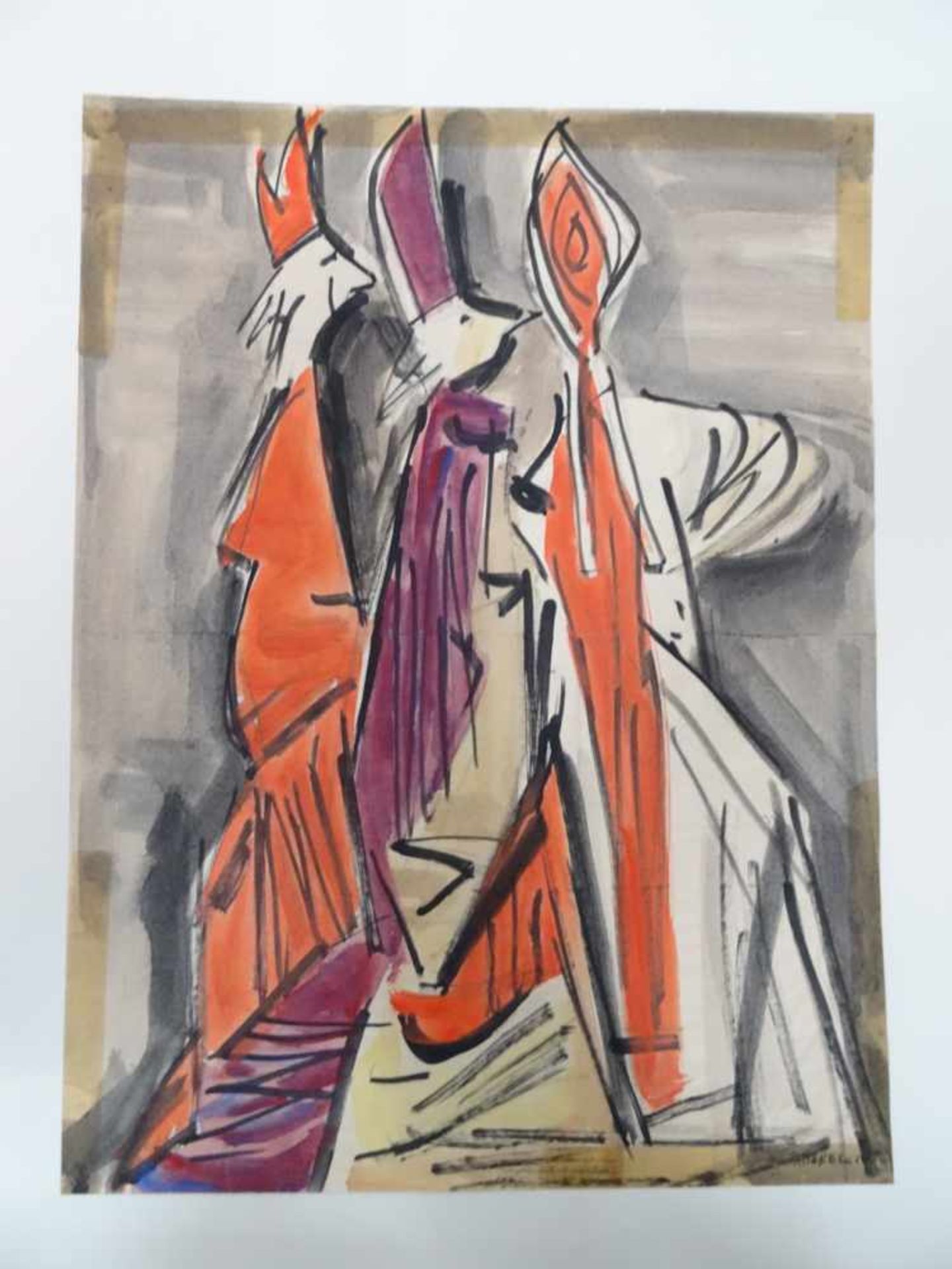 3 venezianische Figuren. Alfonso Amorelli (1898 - Palermo - 1969). Aquarell auf Papier, unten rechts