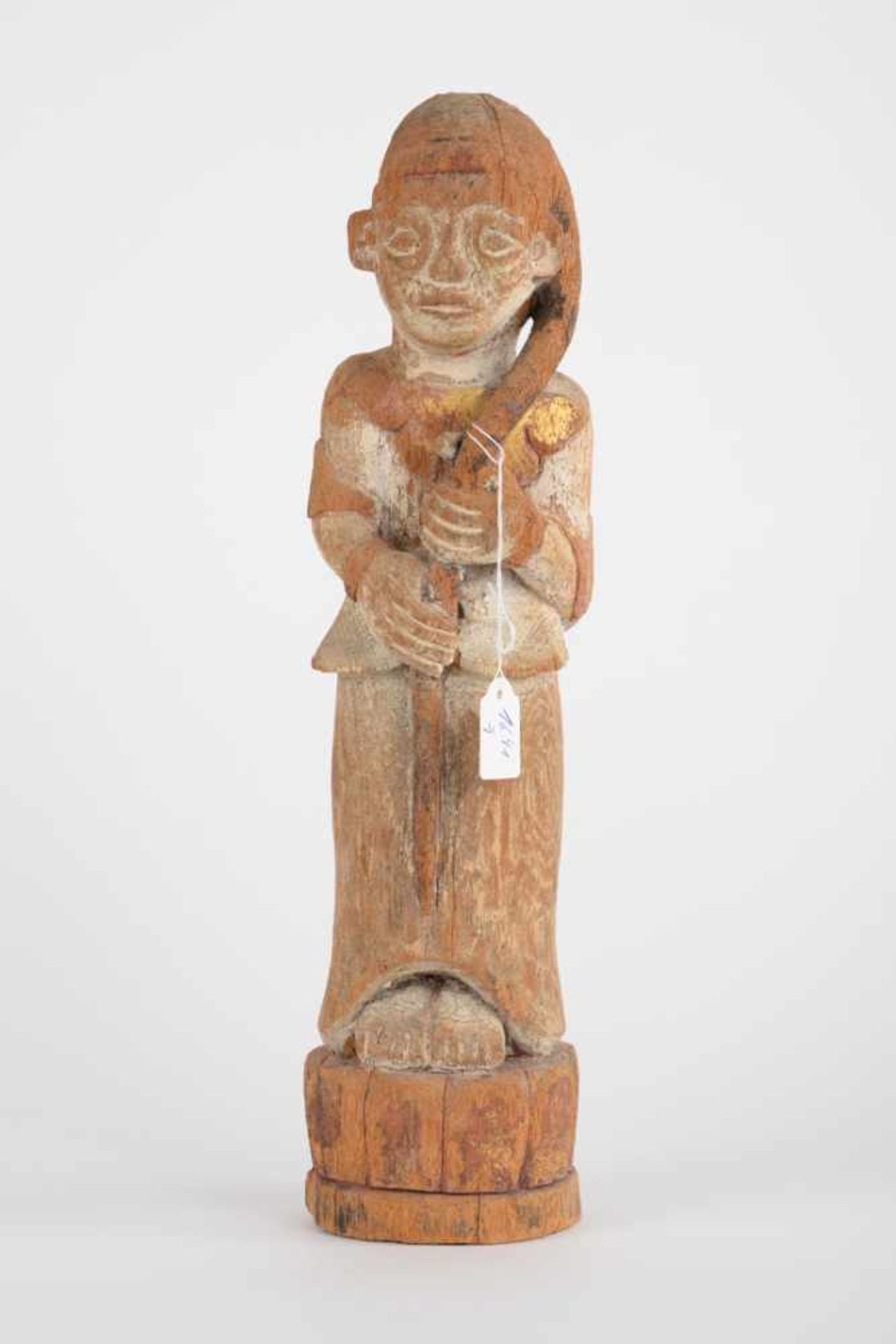 Weibliche Figur, Asien. Weibliche Figur auf stilisiertem Lotussockel, 20. Jahrhundert, Holz. Höhe - Image 12 of 15