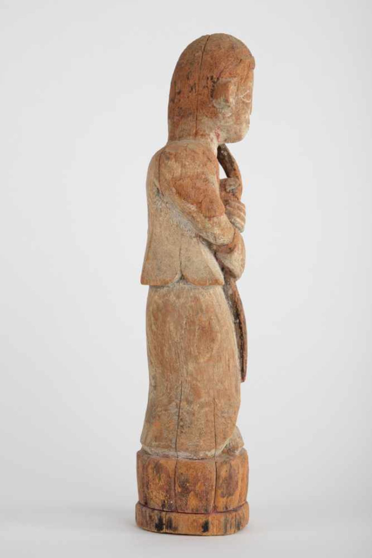 Weibliche Figur, Asien. Weibliche Figur auf stilisiertem Lotussockel, 20. Jahrhundert, Holz. Höhe - Bild 9 aus 15