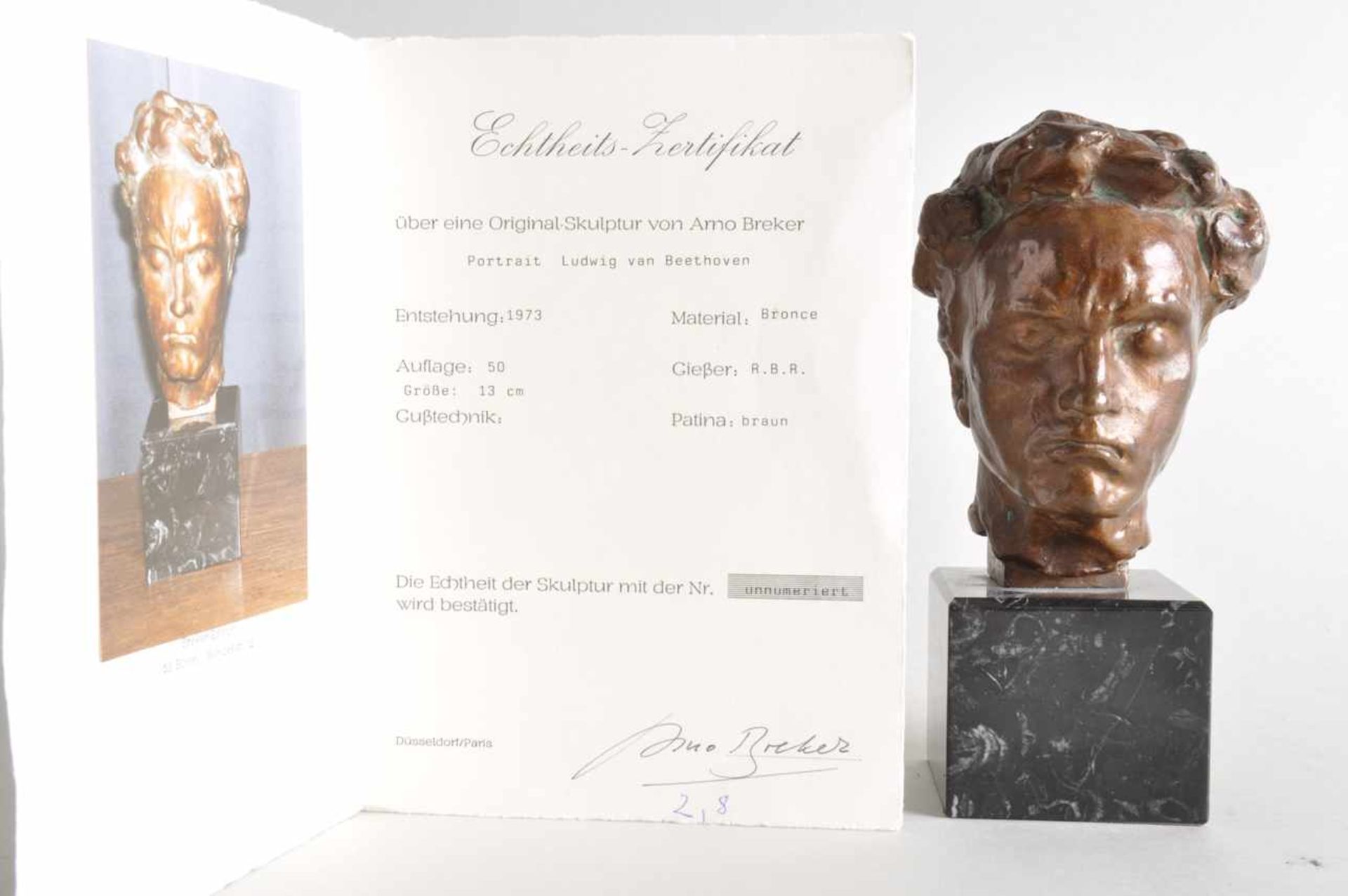 Ludwig van Beethoven. Bronzebüste.Arno Breker (19.07.1900 Elberfeld - 13.02.1991 Düsseldorf). Bronze - Bild 4 aus 6
