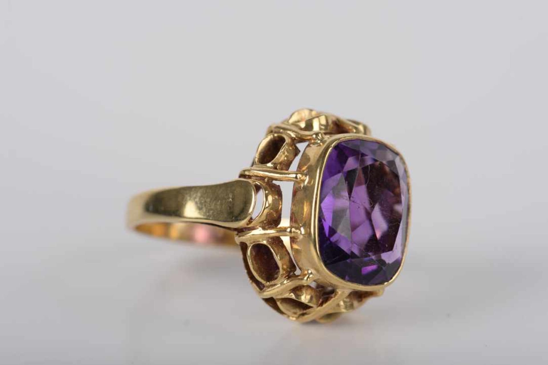 Amethyst-Ring585er Gelbgold, gestempelt Amethyst ca. 11,6 x 10,0 mm Ringweite 53, Gesamtgewicht - Bild 4 aus 7