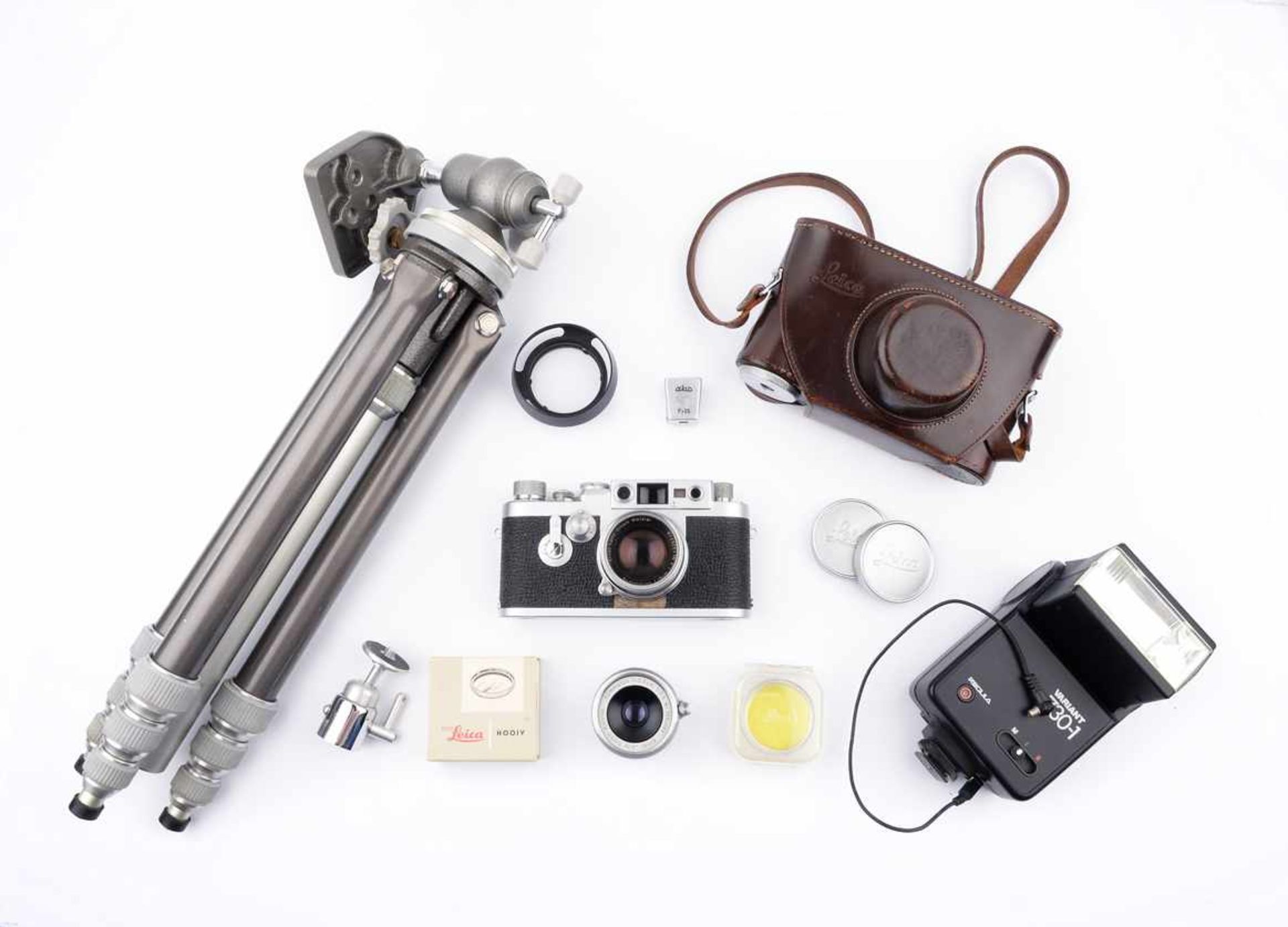 Leica IIIG / Leica 3G, Chromgehäuse.Baujahr 1957-60, Seriennummer 969147. 2 Objektive Leitz