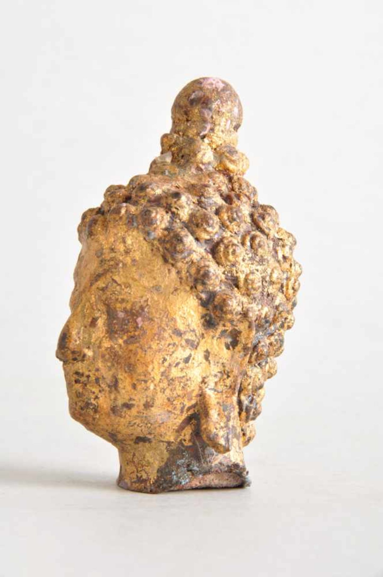 Buddha-Kopf aus Thailand / Siam.Buckellocken und Ushnisha. Antik, wohl frühes 19. Jahrhundert, - Image 5 of 5