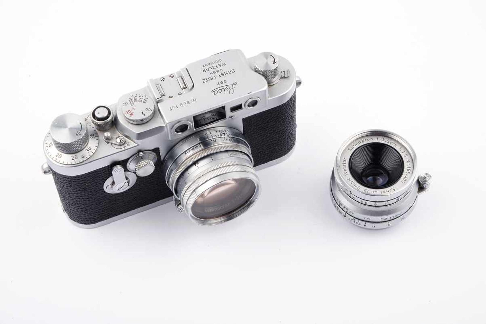 Leica IIIG / Leica 3G, Chromgehäuse.Baujahr 1957-60, Seriennummer 969147. 2 Objektive Leitz - Bild 2 aus 3