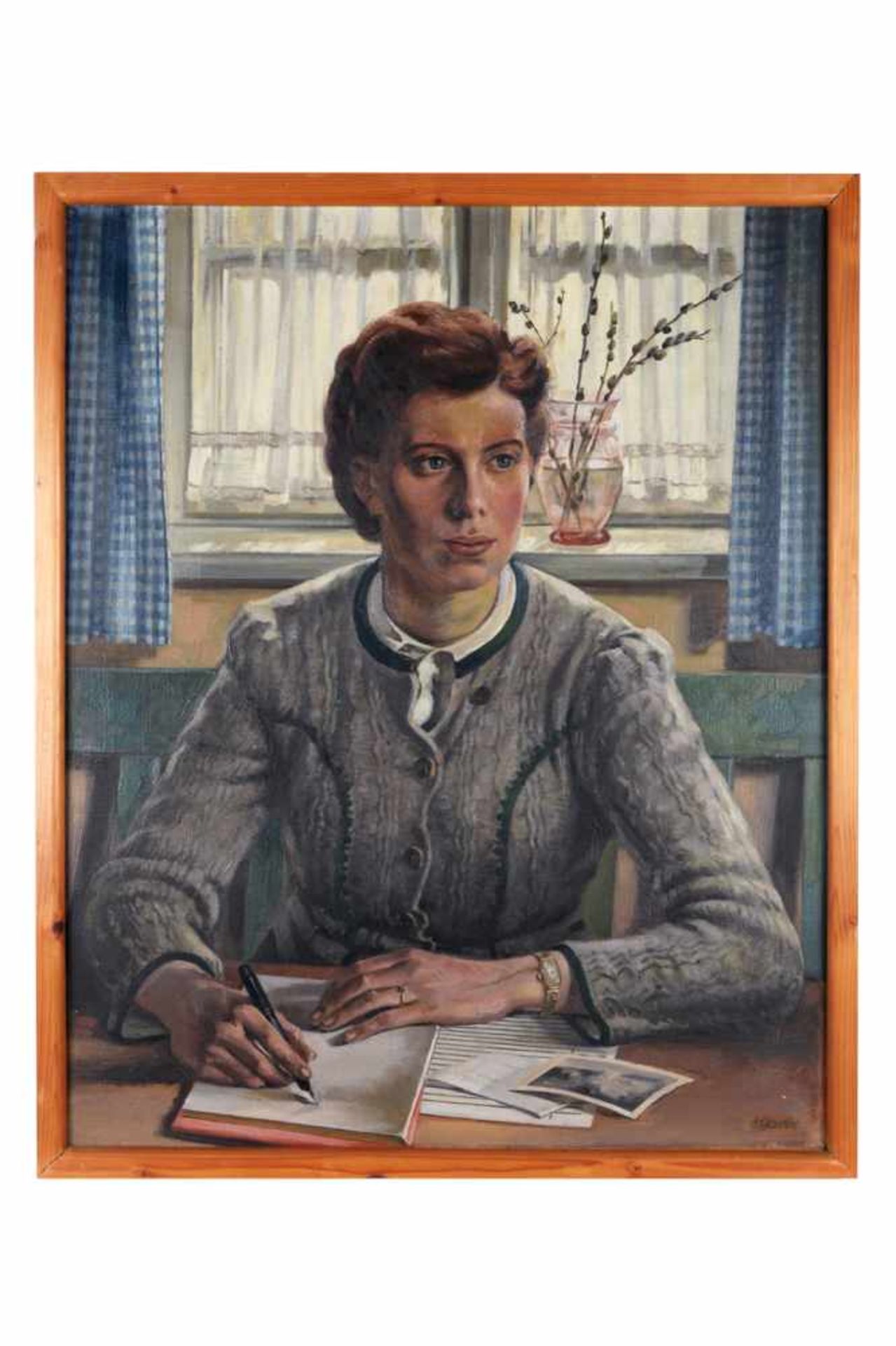 Briefeschreibende junge Frau.August Garbe (Niedersächsischer Kunstmaler, Akademie der bildenden