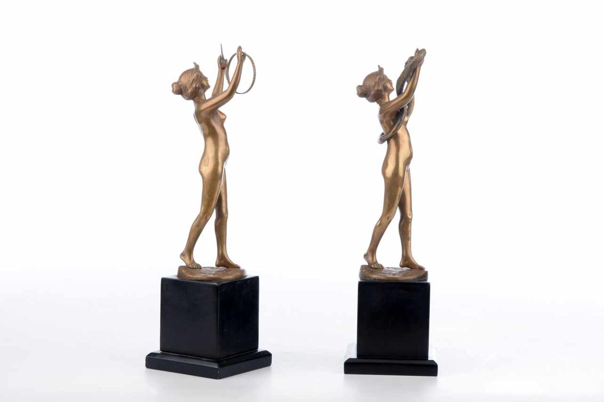 2 weibliche Akte, Bronzefiguren.Reni Palmier (19./10. Jahrhundert, Frankreich). - Image 4 of 7