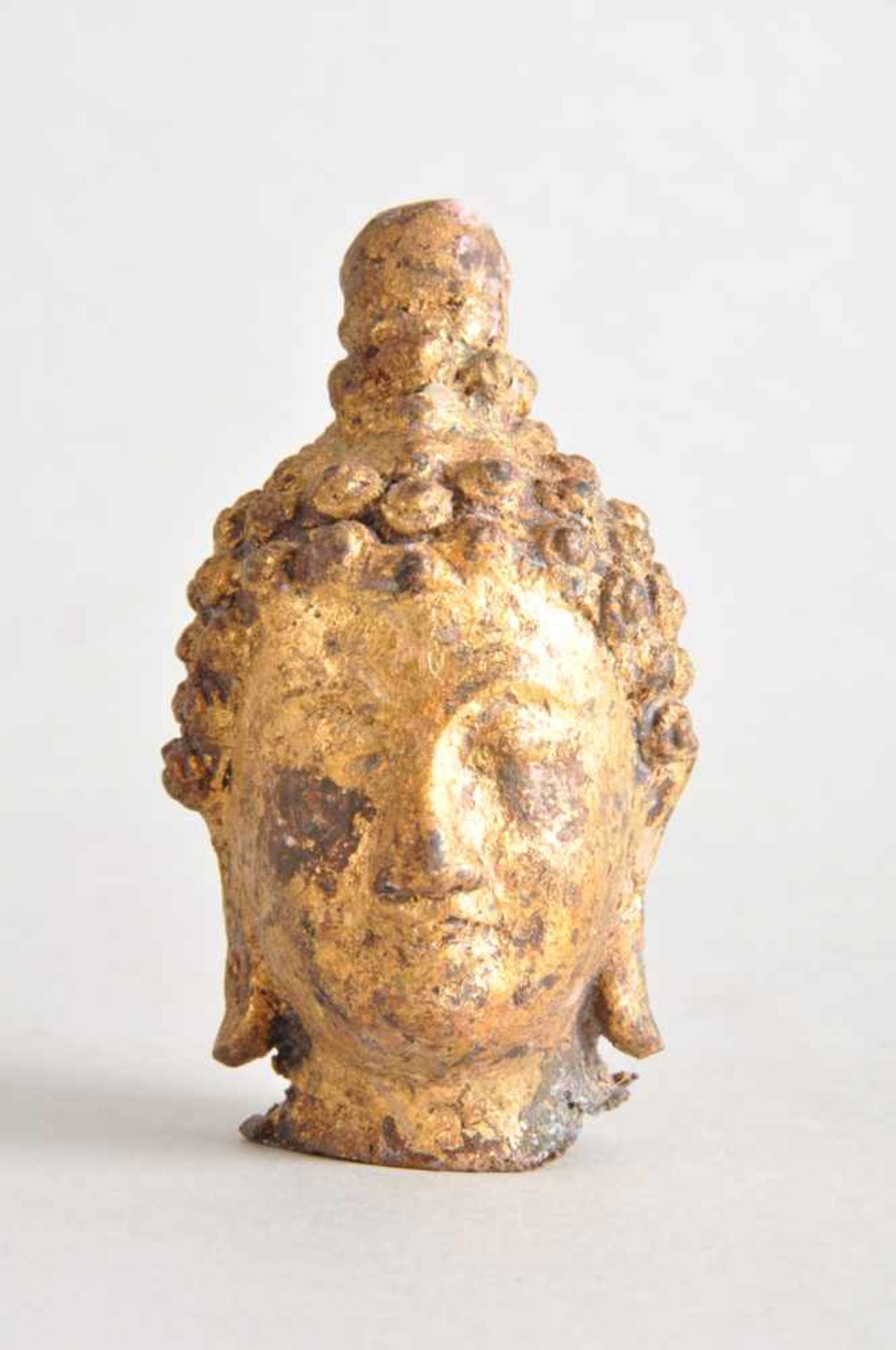 Buddha-Kopf aus Thailand / Siam.Buckellocken und Ushnisha. Antik, wohl frühes 19. Jahrhundert,