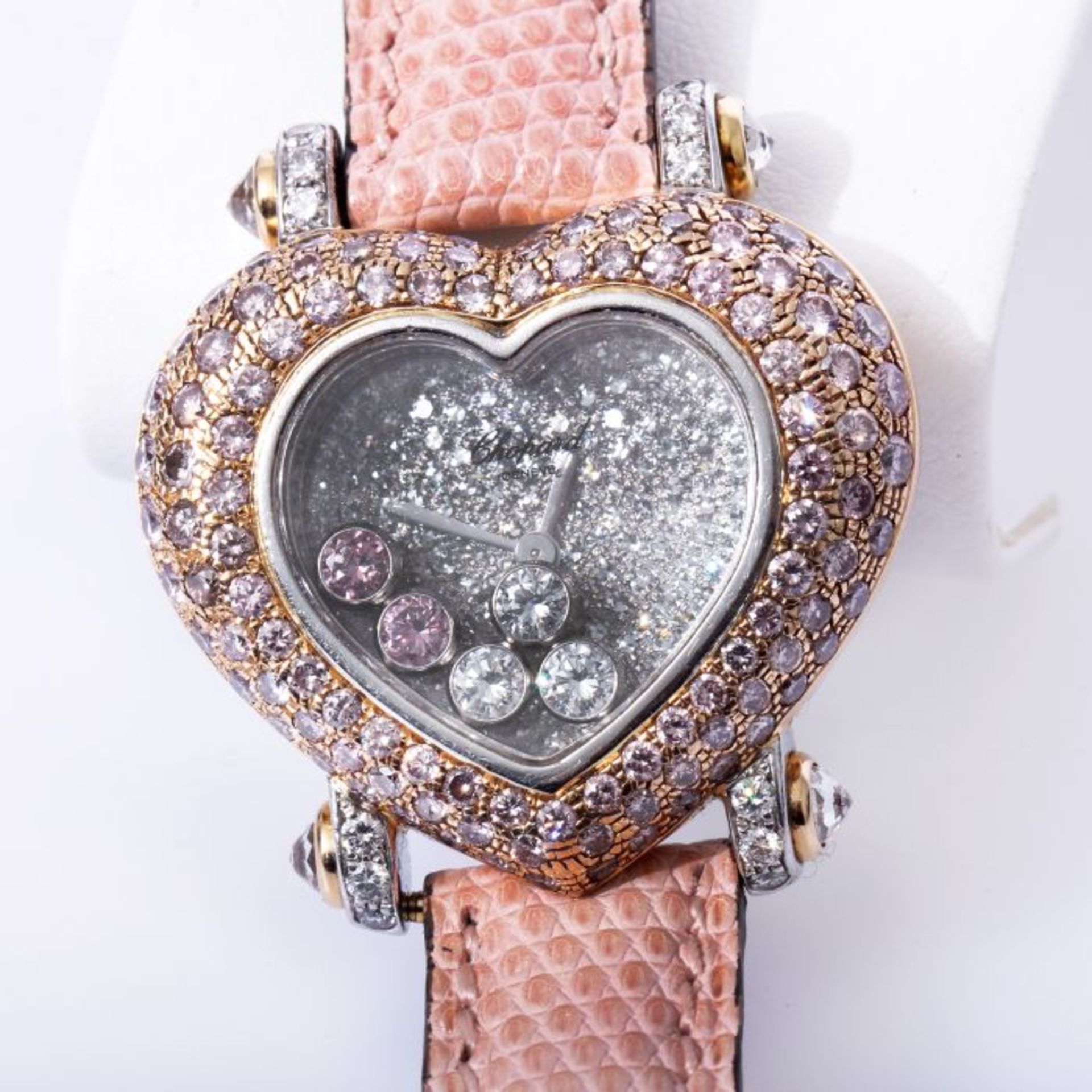 Chopard Happy Diamonds Uhr mit 2,43ct. pinken Brillanten NP 102.780 Euro750 Weiß- und Roségold. - Bild 4 aus 7