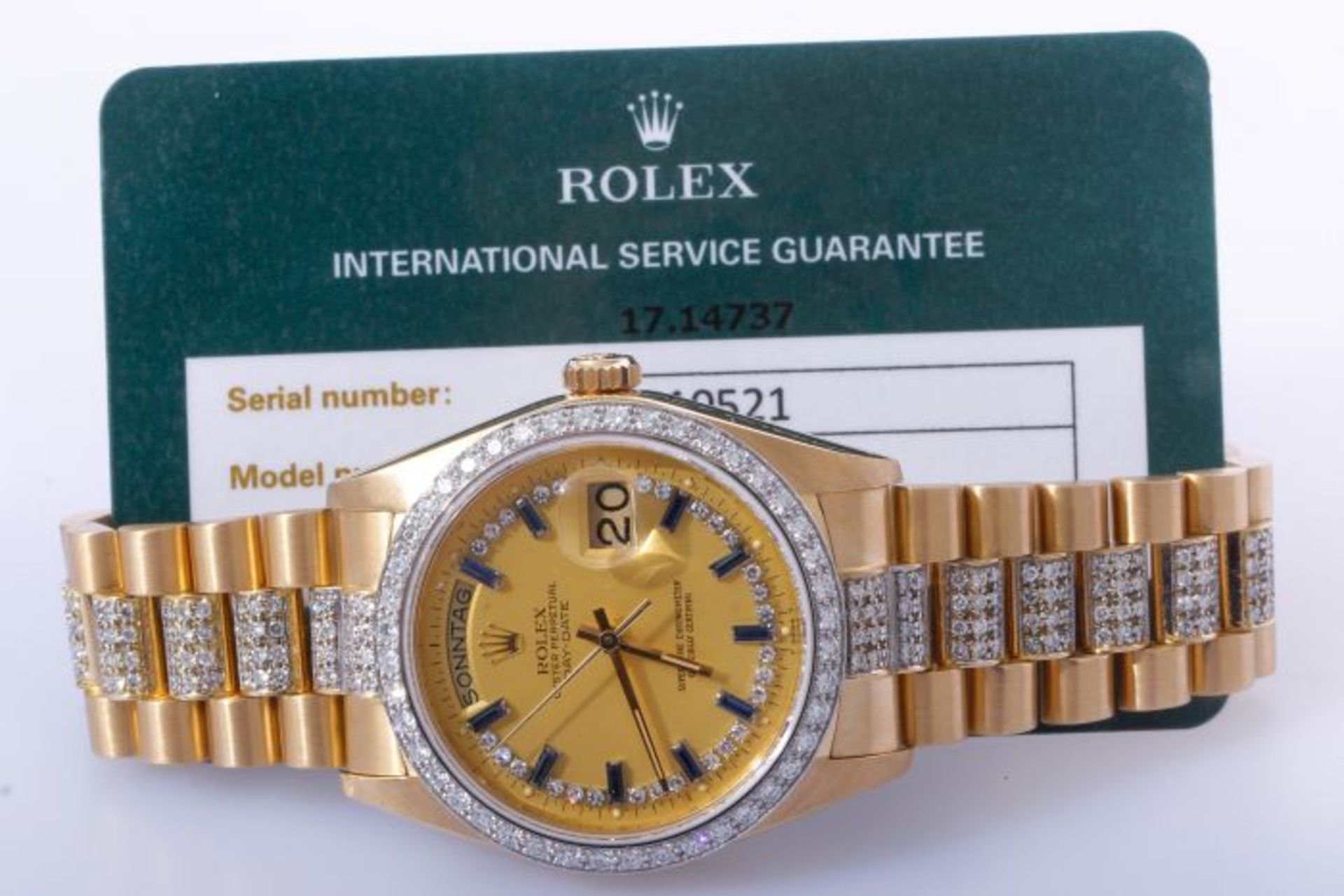 Rolex Day-Date 18048 mit Original Brillantbesatz und seltenen String ZifferblattRolex Day-Date mit - Bild 7 aus 7