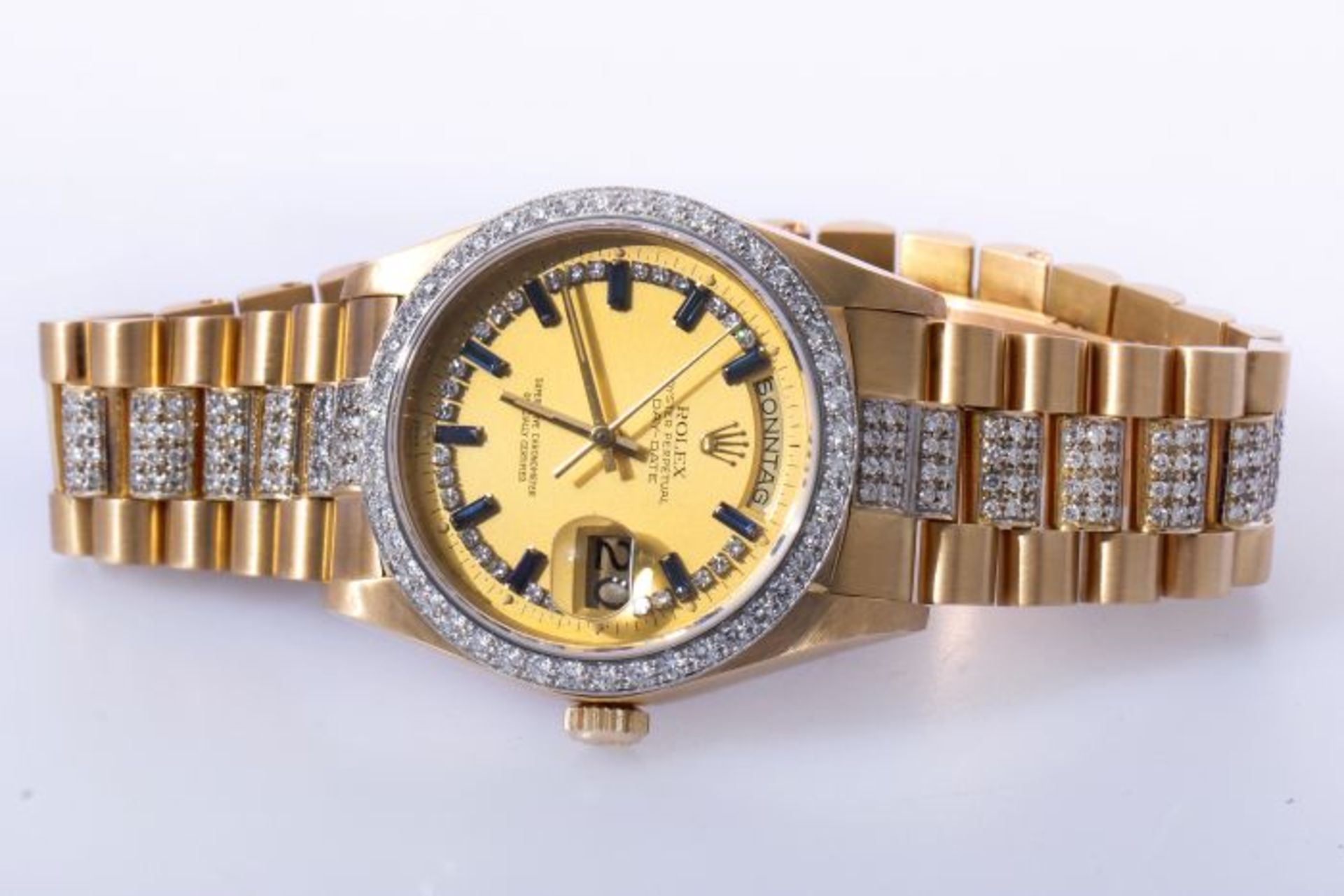 Rolex Day-Date 18048 mit Original Brillantbesatz und seltenen String ZifferblattRolex Day-Date mit - Bild 6 aus 7