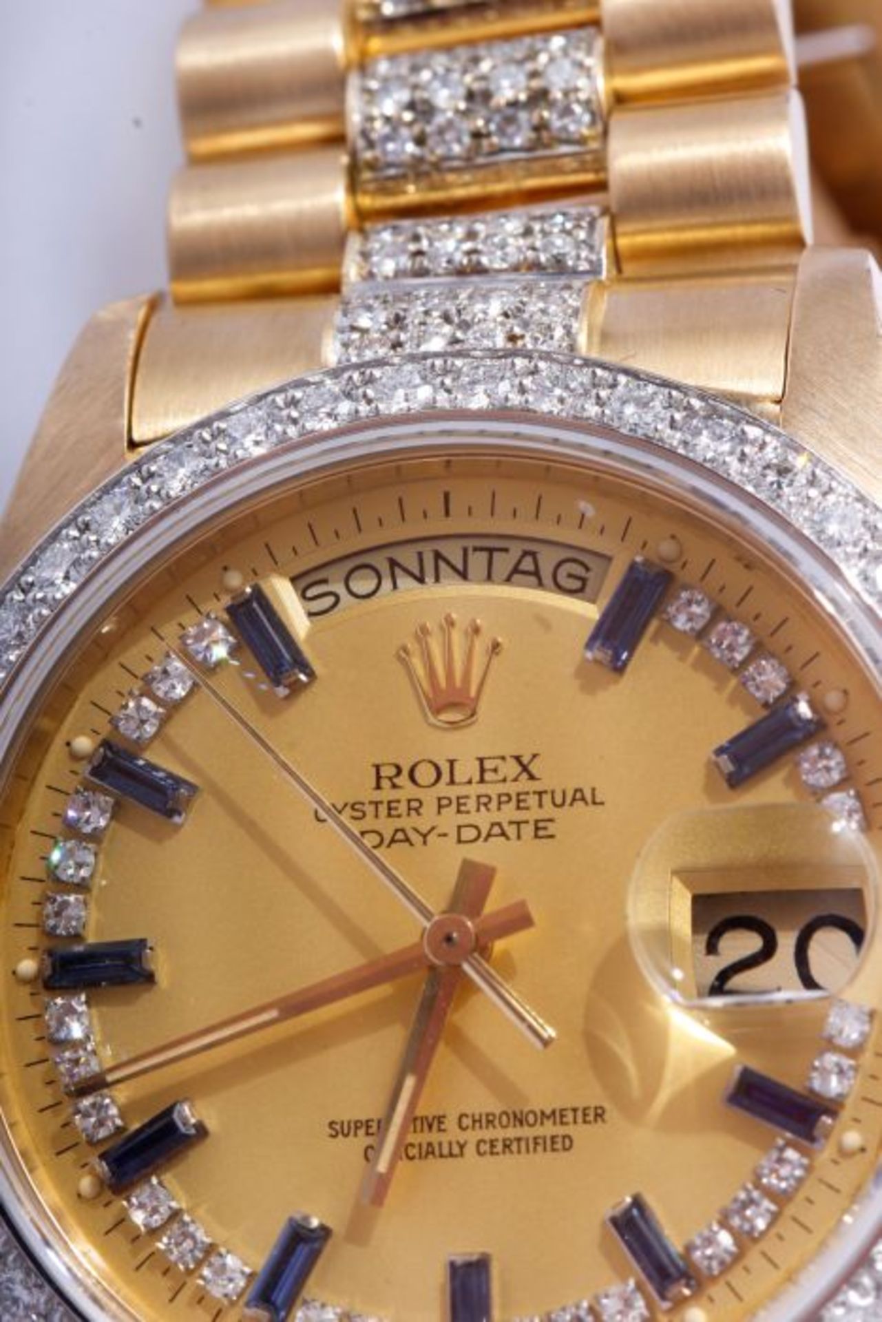 Rolex Day-Date 18048 mit Original Brillantbesatz und seltenen String ZifferblattRolex Day-Date mit - Bild 3 aus 7