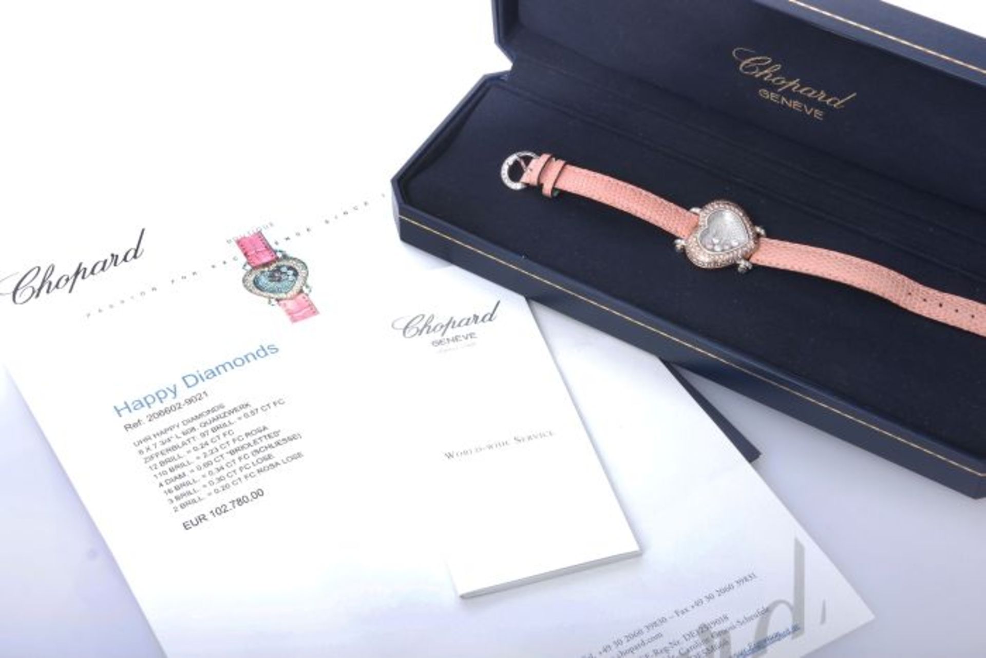 Chopard Happy Diamonds Uhr mit 2,43ct. pinken Brillanten NP 102.780 Euro750 Weiß- und Roségold. - Bild 5 aus 7