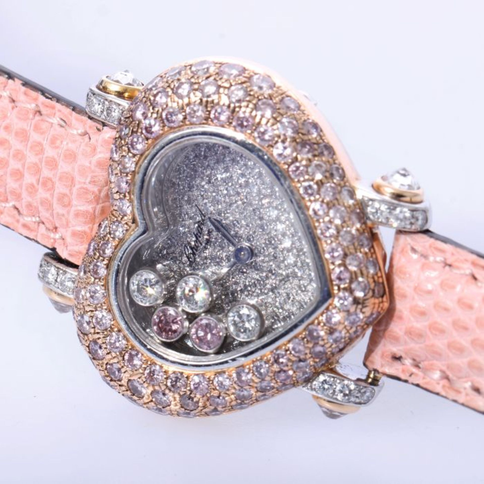 Chopard Happy Diamonds Uhr mit 2,43ct. pinken Brillanten NP 102.780 Euro750 Weiß- und Roségold.