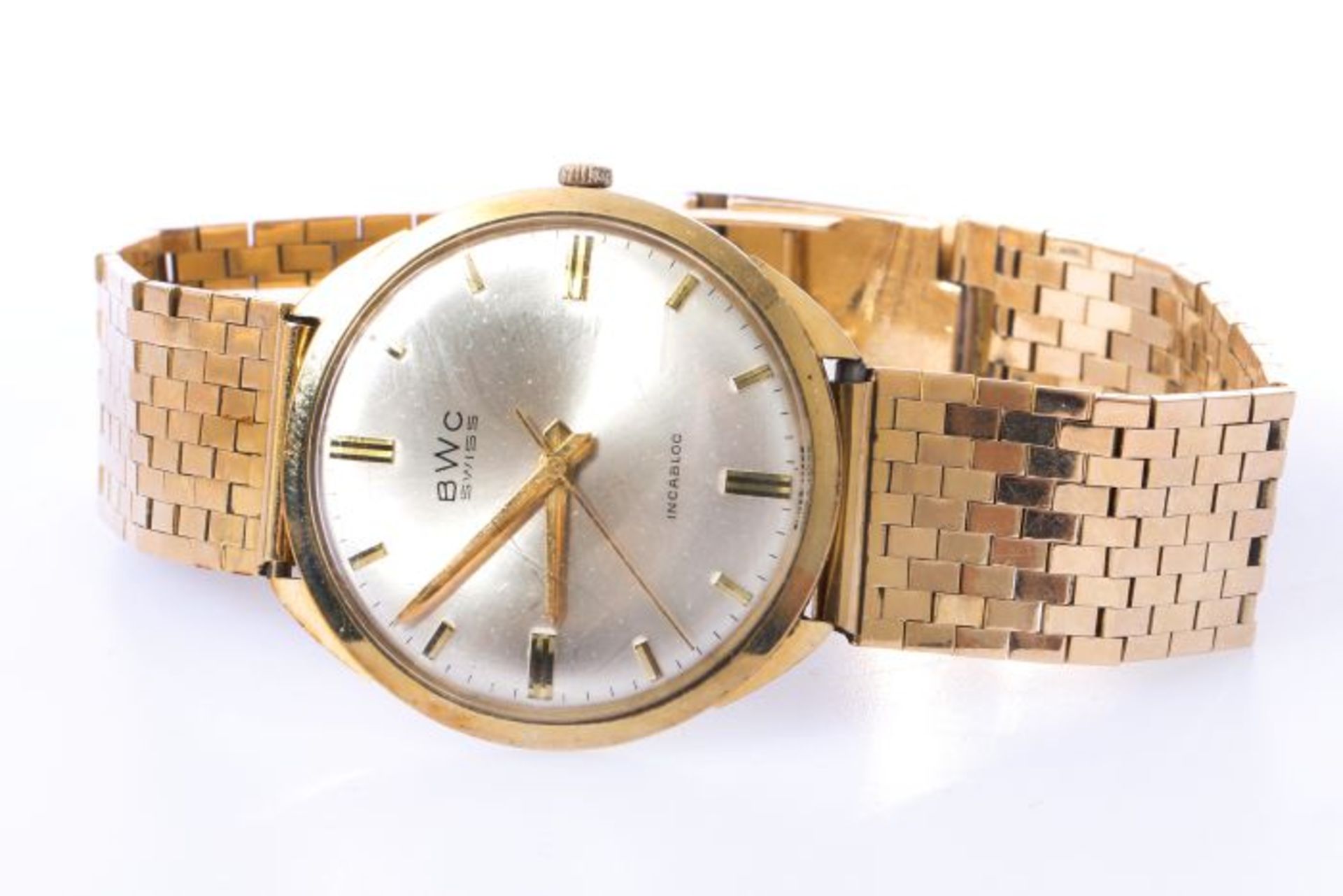 Armbanduhr BWC Incabloc aus 750 und 585 GoldArmbanduhr der 50er Jahre, Marke BWC. Handaufzug.