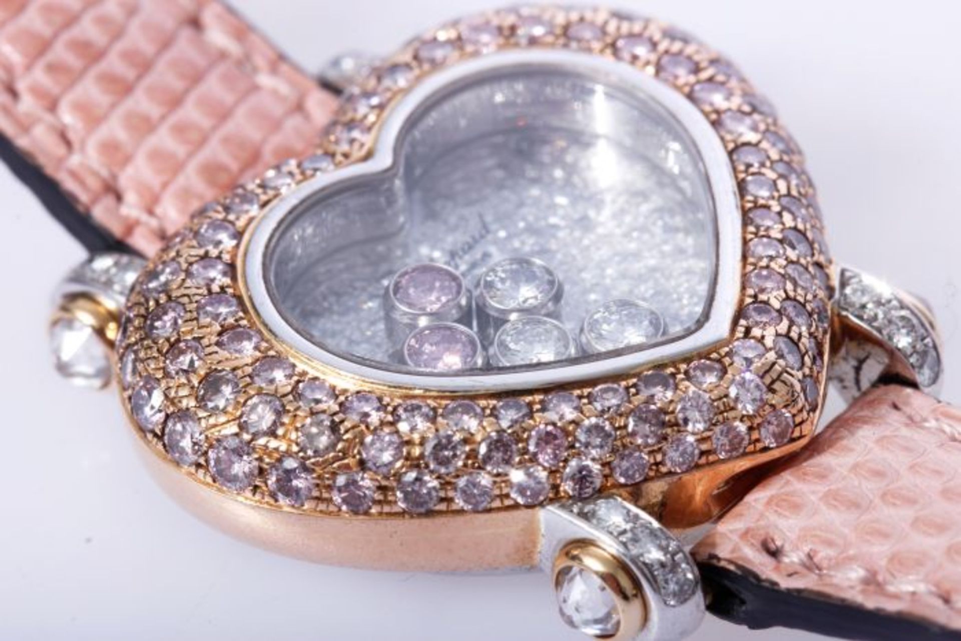 Chopard Happy Diamonds Uhr mit 2,43ct. pinken Brillanten NP 102.780 Euro750 Weiß- und Roségold. - Bild 2 aus 7