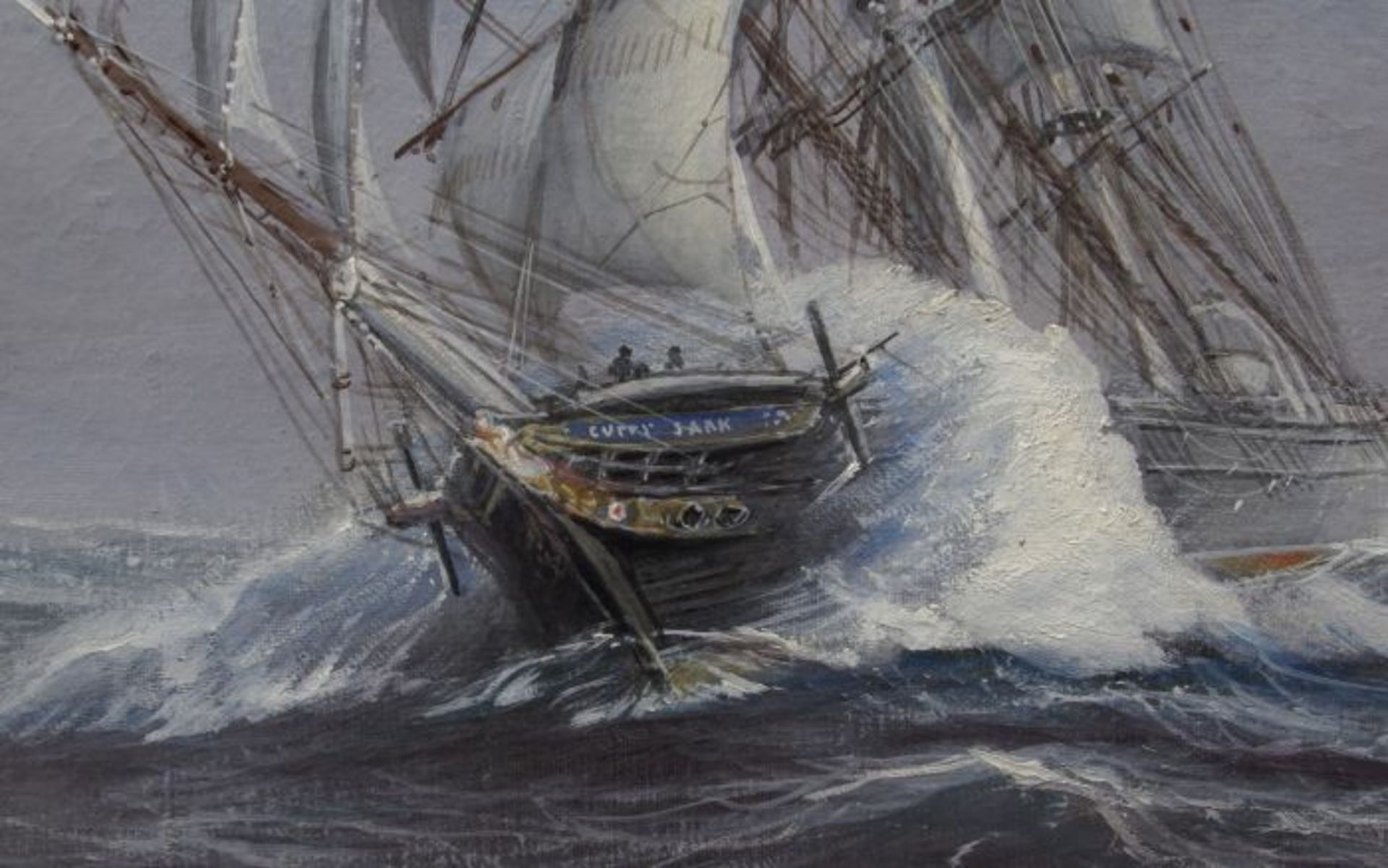 Johannes Holst (1880 in Hamburg - 1965 ebda)Darstellung des Dreimasters Cutty Sark auf hoher See, Öl - Image 3 of 5