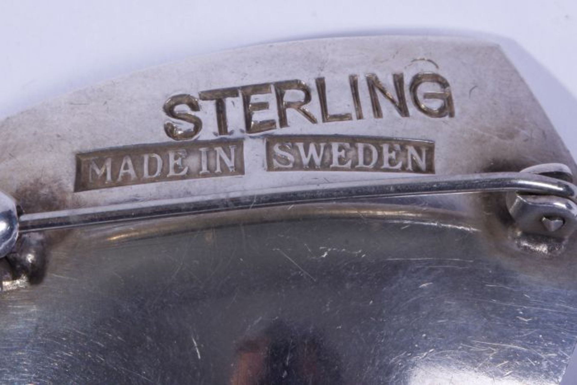 BroscheSterling Silber, Schweden, abstrahierte geometrische Blattform, 60er/70er Jahre, gem. "Made - Bild 2 aus 2