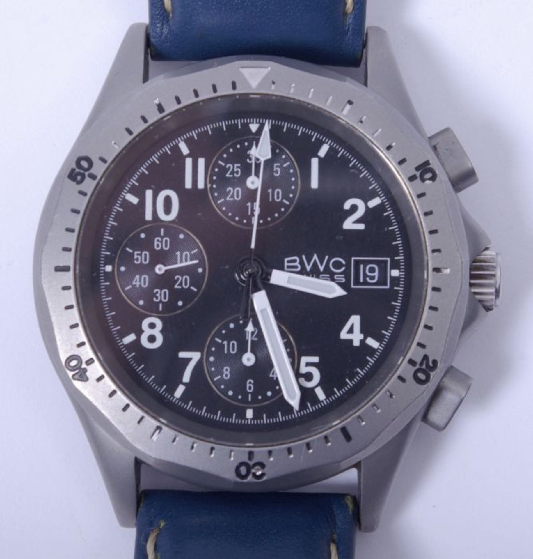 Herrenarmbanduhr, BWC ChronographHerrenarmbanduhr, BWC, Chronograph mit Valjoux 7750 Werk, Stahl