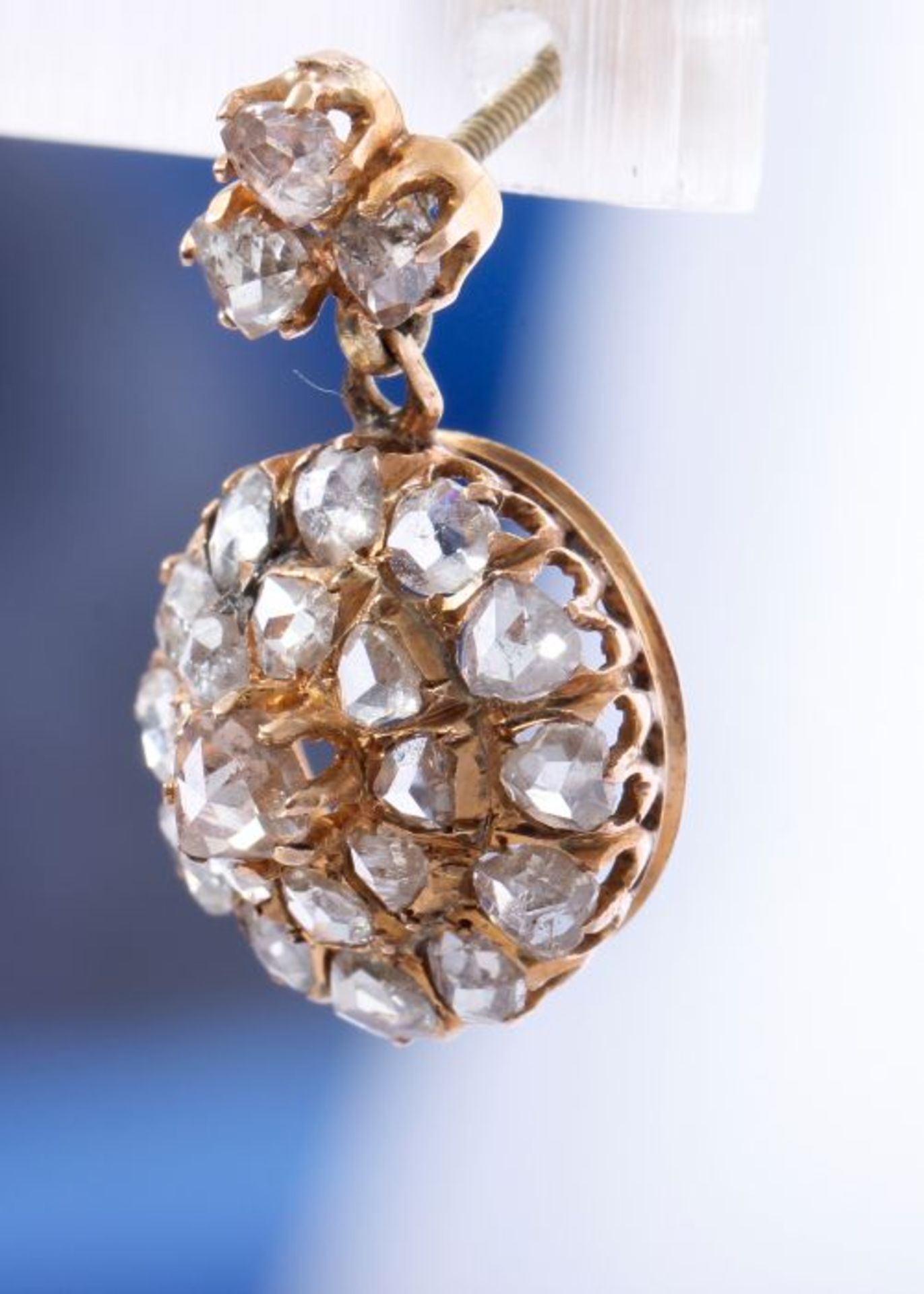 Biedermeier Ohrhänger mit ca. 2.66ct. DiamantbesatzAntike Biedermeier Ohrhänger mit 48 Diamanten - Image 3 of 4