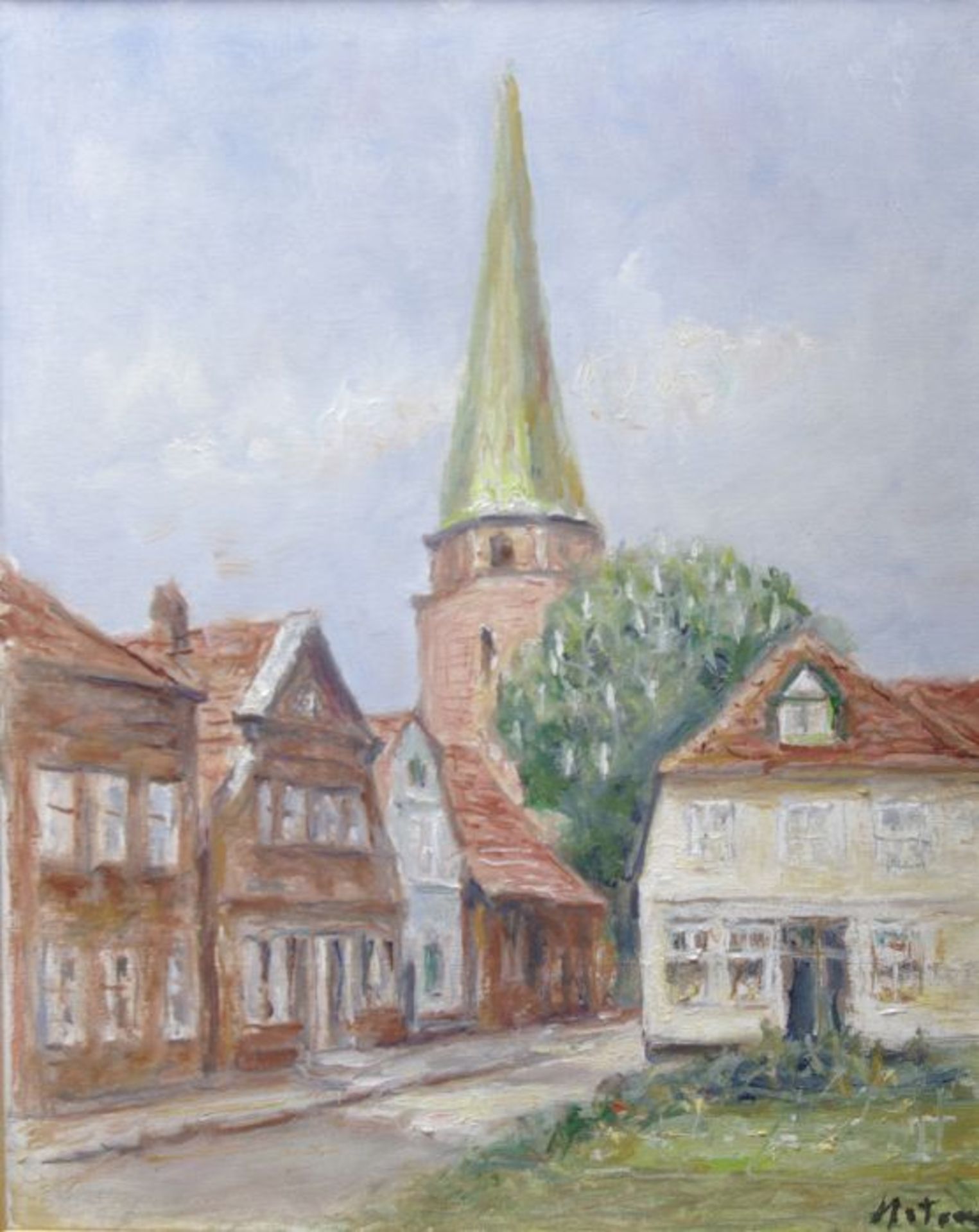 Hans-Werner Matern (1906 in Rostock - 1996 in Lübeck)Blick auf die St. Lorenz-Kirche in