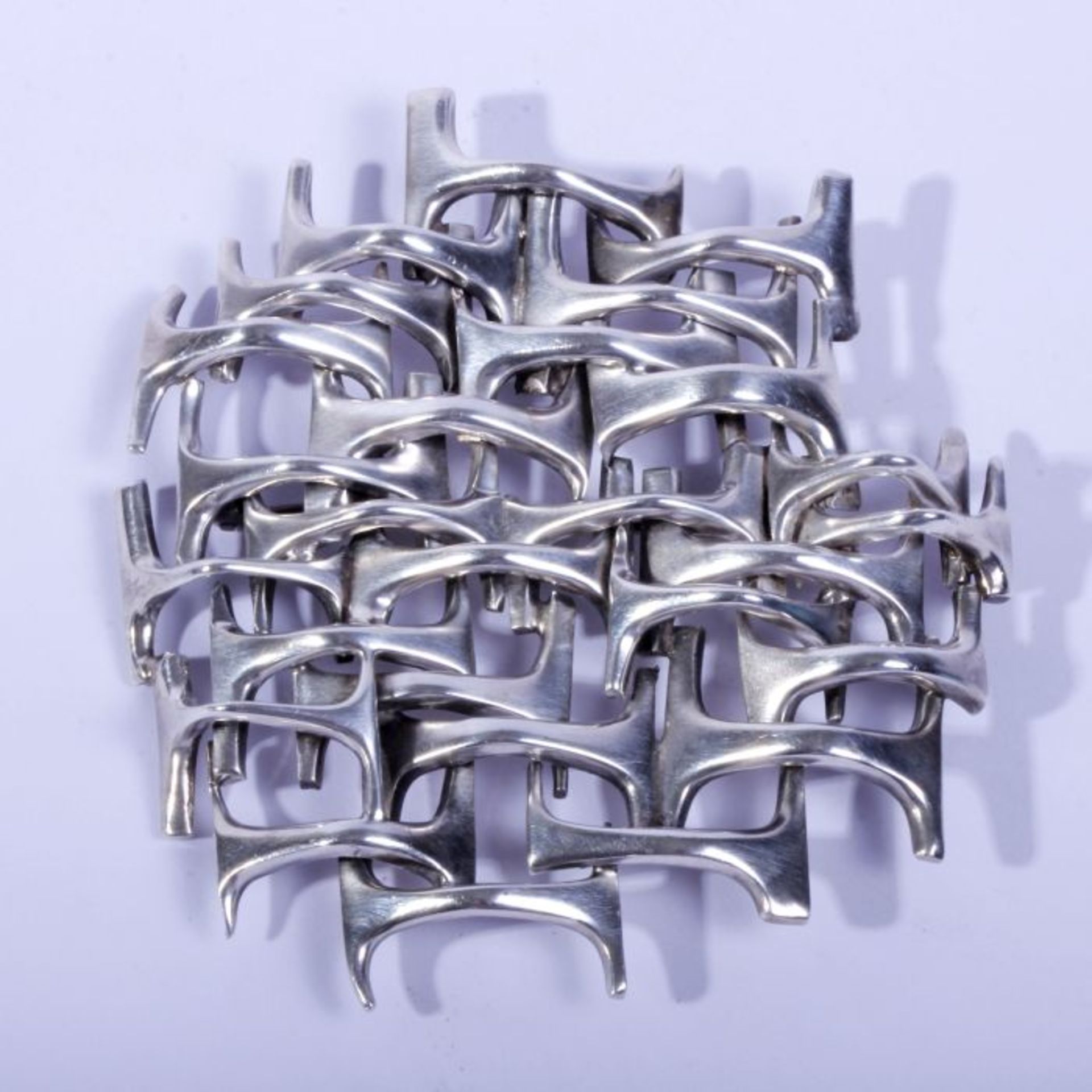 BroscheSterling Silber, Skandinavien, abstrakte Form mit einzelnen gebogenen Elementen, 60er/70er