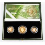 Gold Proof three coin Proof set 2002 £2, Sovereign,