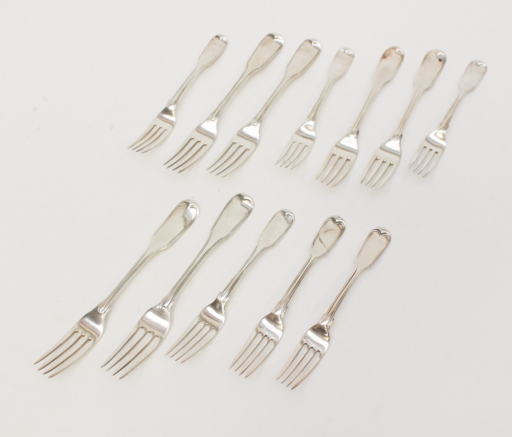 Six desert forks and six forks, Georgian and Victorian, all silver hallmarked,