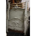 ****Ex Luddington Manor****A French style green painted wooden double bedstead,