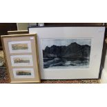 Audrey Vaughan (Contemporary), collagraph, 'Langdale Pikes',