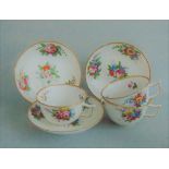 Three Spode Tea Cups Pattern 2527 and Three Coalport Saucers Pattern 2527,