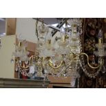 A pair of five branch glass chandeliers (2)